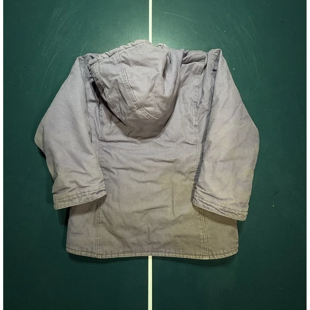 Blue Mountain Lined Full Zip Hooded Workwear Canvas Purple Sherpa Kids Medium‎